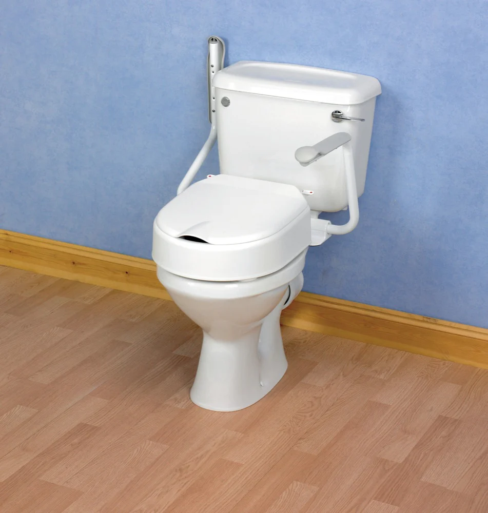 Raised Toilet Seat with Integrated Arms